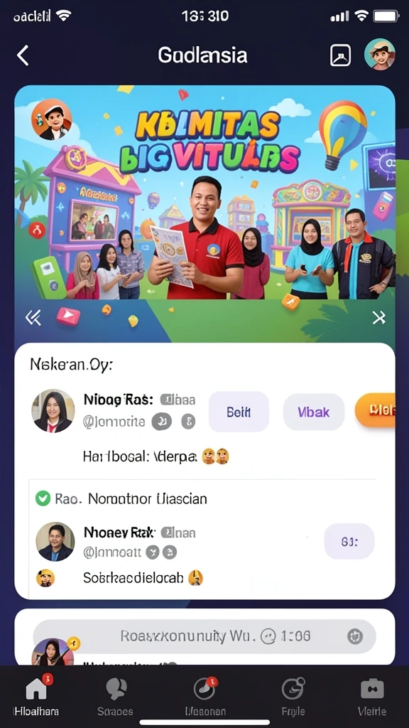 Tangkapan layar menampilkan fitur komunitas dalam game.