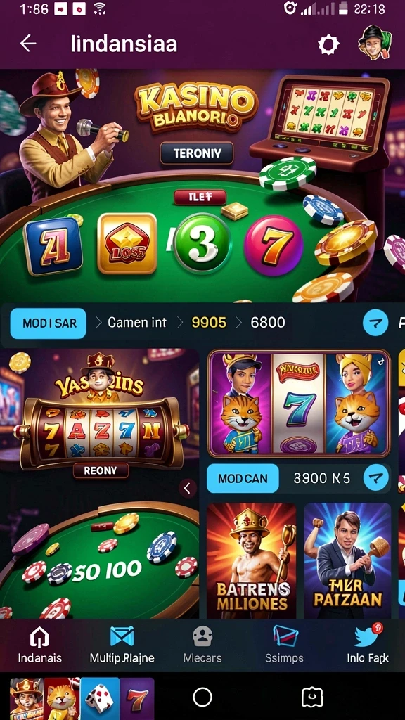Screenshot memperlihatkan variasi tema permainan slot yang tersedia.
