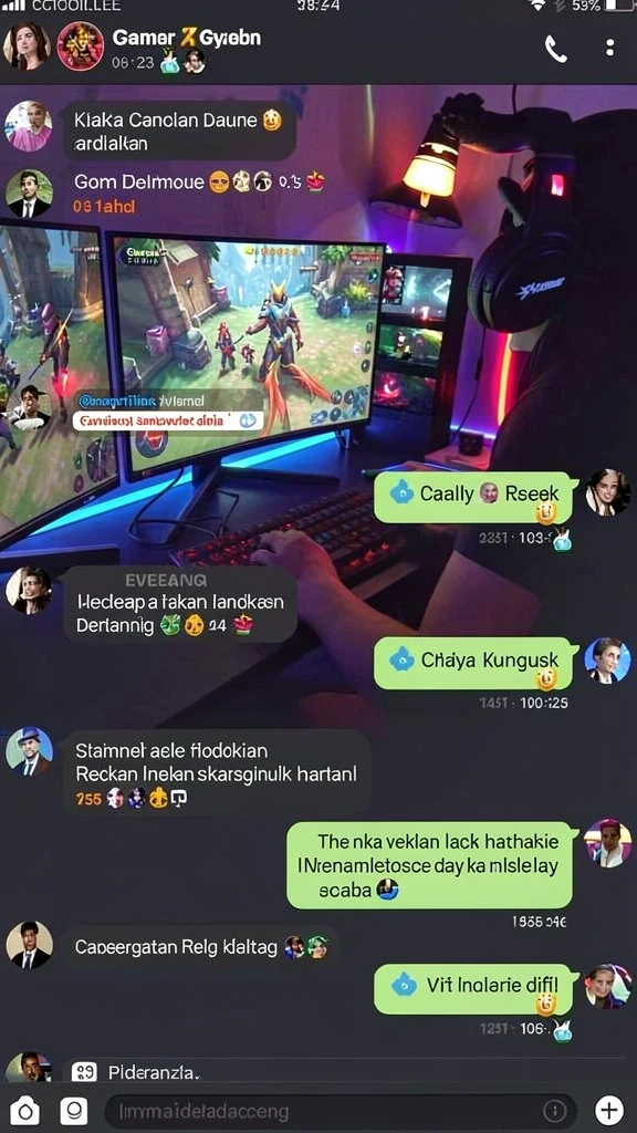 Lingkungan permainan yang menakjubkan dan penuh warna.